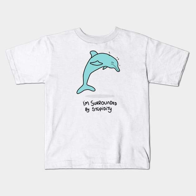 Grumpy Dolphin Kids T-Shirt by grumpyanimals